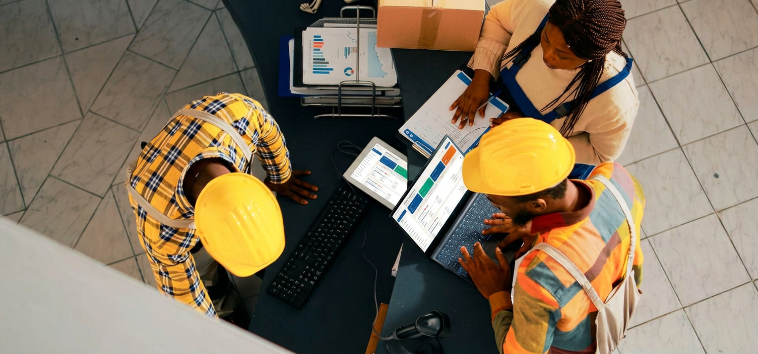 Operations team reviewing the A-Game Business platform on a laptop